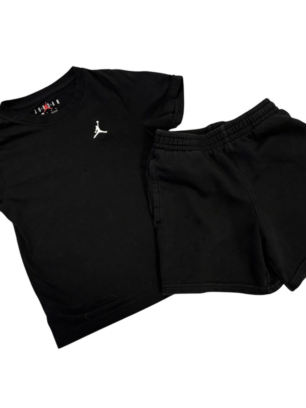 Jordan Kids Black Tee and Shorts Set with White Jumpman